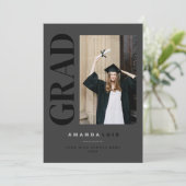 Chic Modern Photo Charcoal Graduation Aankondiging (Staand voorkant)