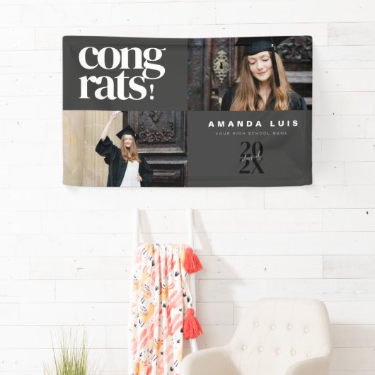 Chic Modern Photo Charcoal Graduation  Spandoek (Insitu)