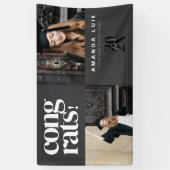 Chic Modern Photo Charcoal Graduation  Spandoek (Verticaal)