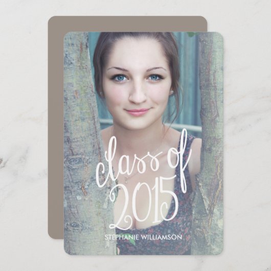Chic Modern Photo Class of 2015 Afstuderen Invite Kaart (Voorkant / Achterkant)