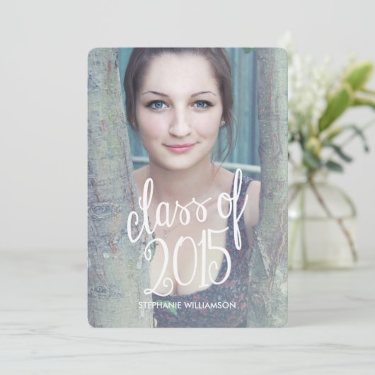 Chic Modern Photo Class of 2015 Afstuderen Invite Kaart (Staand voorkant)