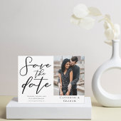 Chic Modern Photo White Black Typography Save The Date