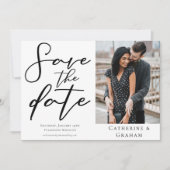 Chic Modern Photo White Black Typography Save The Date (Voorkant)