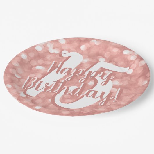 Chic Modern Pink Bokeh Lichten 15 Happy Birthday Papieren Bordje (Gekanteld)