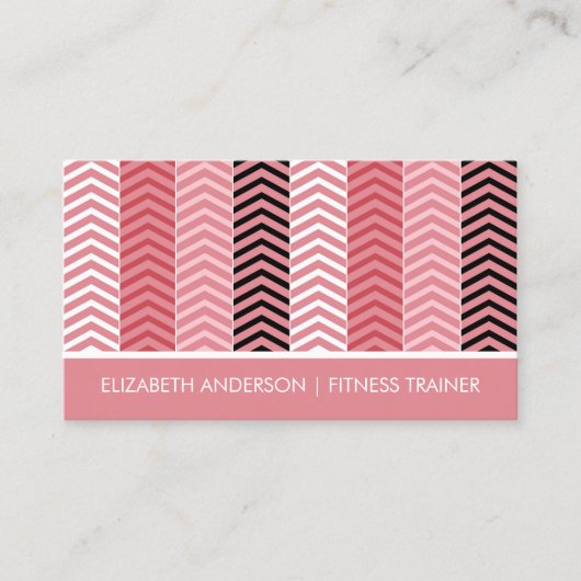 Chic Modern Pink Chevron Stripes Fitness Trainer Visitekaartje (Voorkant)