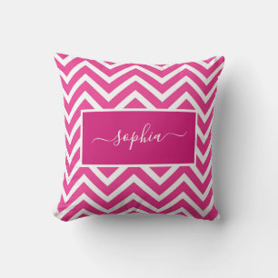 Chic Modern Pink Chevron Zig Zag Patroonnaam Kussen