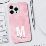 Chic Modern Pink Marble Watercolor Monogram iPhone 15 Pro Max Hoesje<br><div class="desc">Chic Modern Roze Marmeren Waterverf Monogram iPhone 15 Pro Max Hoesje. Een leuk en eenvoudig initiaal en naam monogram hoesje. Op dit moment is het een roze, zwart-wit kleurstof, maar je kunt eigenlijk elke kleur uitzetten naar wat je wilt gebruiken! Het patroon van de witte waterverf blijft overlayvormig op de...</div>