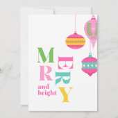 Chic Modern Pink Non Photo Watercolor Ornaments Feestdagenkaart (Voorkant)