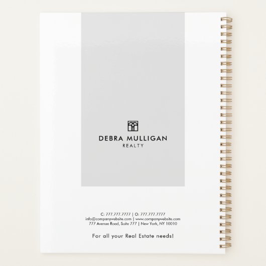 Chic Modern Realtor Spiral Agenda Planner (Achterkant)