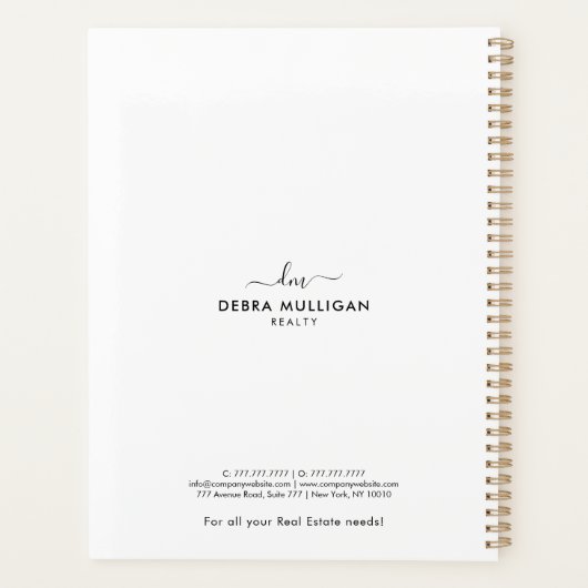 Chic Modern Realtor Spiral Agenda Planner (Achterkant)