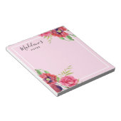 Chic Modern Red en Roze Flowers Blush Background Notitieblok (Schuin)