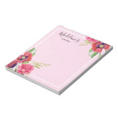 Chic Modern Red en Roze Flowers Blush Background Notitieblok (Linkerzijde)