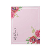 Chic Modern Red en Roze Flowers Blush Background Notitieblok (Linkerzijde)