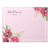 Chic Modern Red en Roze Flowers Blush Background Notitieblok (Voorkant)