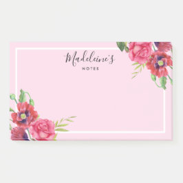 Chic Modern Red en Roze Flowers Blush Background Post-it® Notes