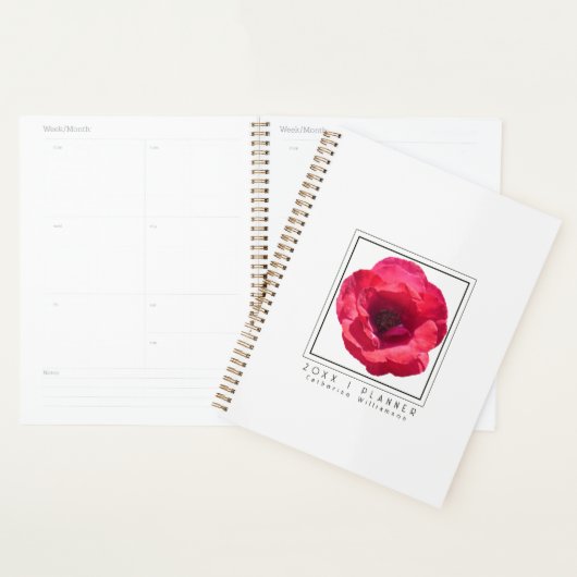 Chic Modern Red Rose Floral Name 2026 Planner (Display)