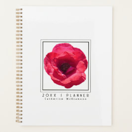 Chic Modern Red Rose Floral Name 2026 Planner