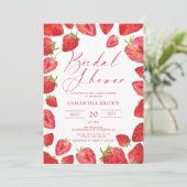 Chic Modern Red Strawberry Summer Vrijgezellenfees Kaart (Staand voorkant)