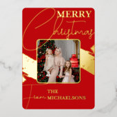 Chic Modern Red Typography Folie Feestdagenkaart (Voorkant)