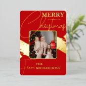 Chic Modern Red Typography Folie Feestdagenkaart (Staand Voorkant)