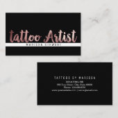 Chic Modern Roos Gold Brushlining Tattoo artiest Visitekaartje (Voorkant / Achterkant)