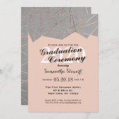 Chic Modern Roos Gold Geo Afstuderen Ceremony Kaart (Voorkant / Achterkant)