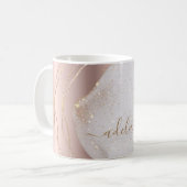 Chic Modern Roos Gold Glitter Monogram Script Name Koffiemok (Voorkant links)