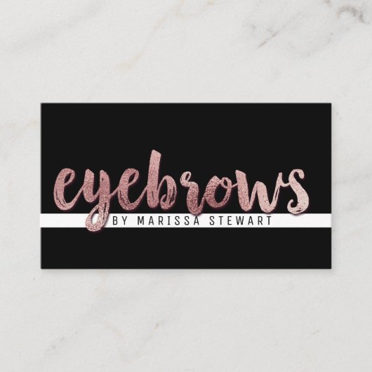 Chic Modern Roos Gold Simple Brushline Eyebrows Visitekaartje (Voorkant)