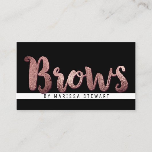 Chic Modern Roos Gold Simple Brusking Brows Visitekaartje (Voorkant)