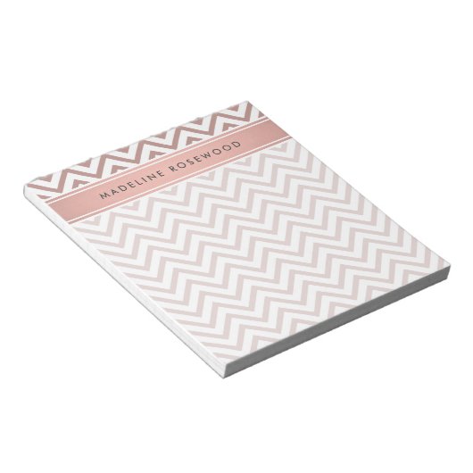 Chic Modern Roos Gouden Chevron Monogrammed Notitieblok (Schuin)