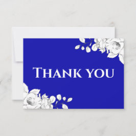 Chic Modern Royal Blue Floral Bedankkaart