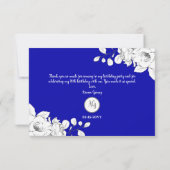 Chic Modern Royal Blue Floral Bedankkaart (Achterkant)