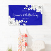 Chic Modern Royal Blue White Birthday Spandoek (Insitu)