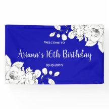 Chic Modern Royal Blue White Birthday
