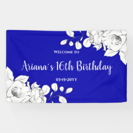 Chic Modern Royal Blue White Birthday Spandoek