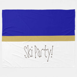 Chic Modern Royal Blue White Whimsical Ski Party Fleece Deken