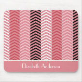 Chic Modern roze Chevron stripes met naam Muismat (Voorkant)