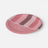 Chic Modern roze Chevron stripes met naam Papieren Bordje (Gekanteld)