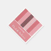 Chic Modern roze Chevron stripes met naam Servet (Hoek)