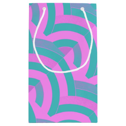 chic modern roze/groene chevrons klein cadeauzakje (Achterkant)