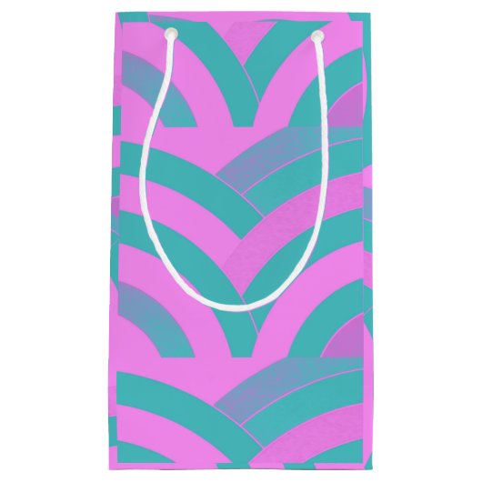 chic modern roze/groene chevrons klein cadeauzakje (Voorkant)