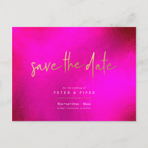Chic + Modern Roze Handtekening Script, Bewaar de  Briefkaart