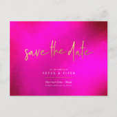 Chic + Modern Roze Handtekening Script, Bewaar de  Briefkaart (Voorkant)