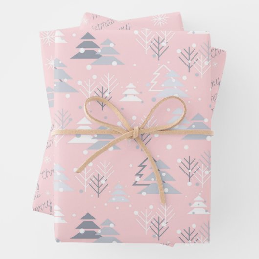 Chic Modern Roze Minimalistisch Scandi Kerstmis Inpakpapier Vel (In situ)