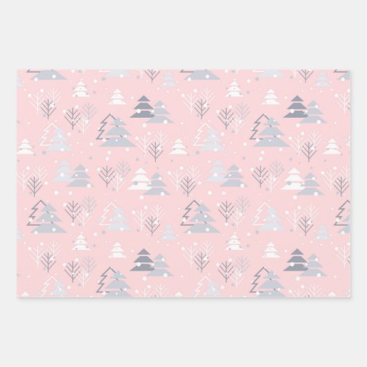 Chic Modern Roze Minimalistisch Scandi Kerstmis Inpakpapier Vel (Voorkant)