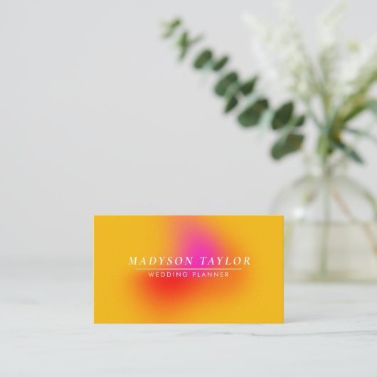 Chic Modern Roze Sinaasappel Geel Gradient Visitekaartje (Staand voorkant)