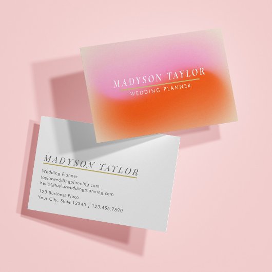 Chic Modern Roze Sinaasappel Gradient Visitekaartje