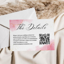 Chic Modern roze Waterverf bruiloft QR Code Detail