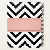 Chic Modern Roze, Zwart en Wit Chevron Patroon Planner (Achterkant)