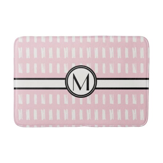 Chic Modern roze zwart monogram Badmat (Voorkant)